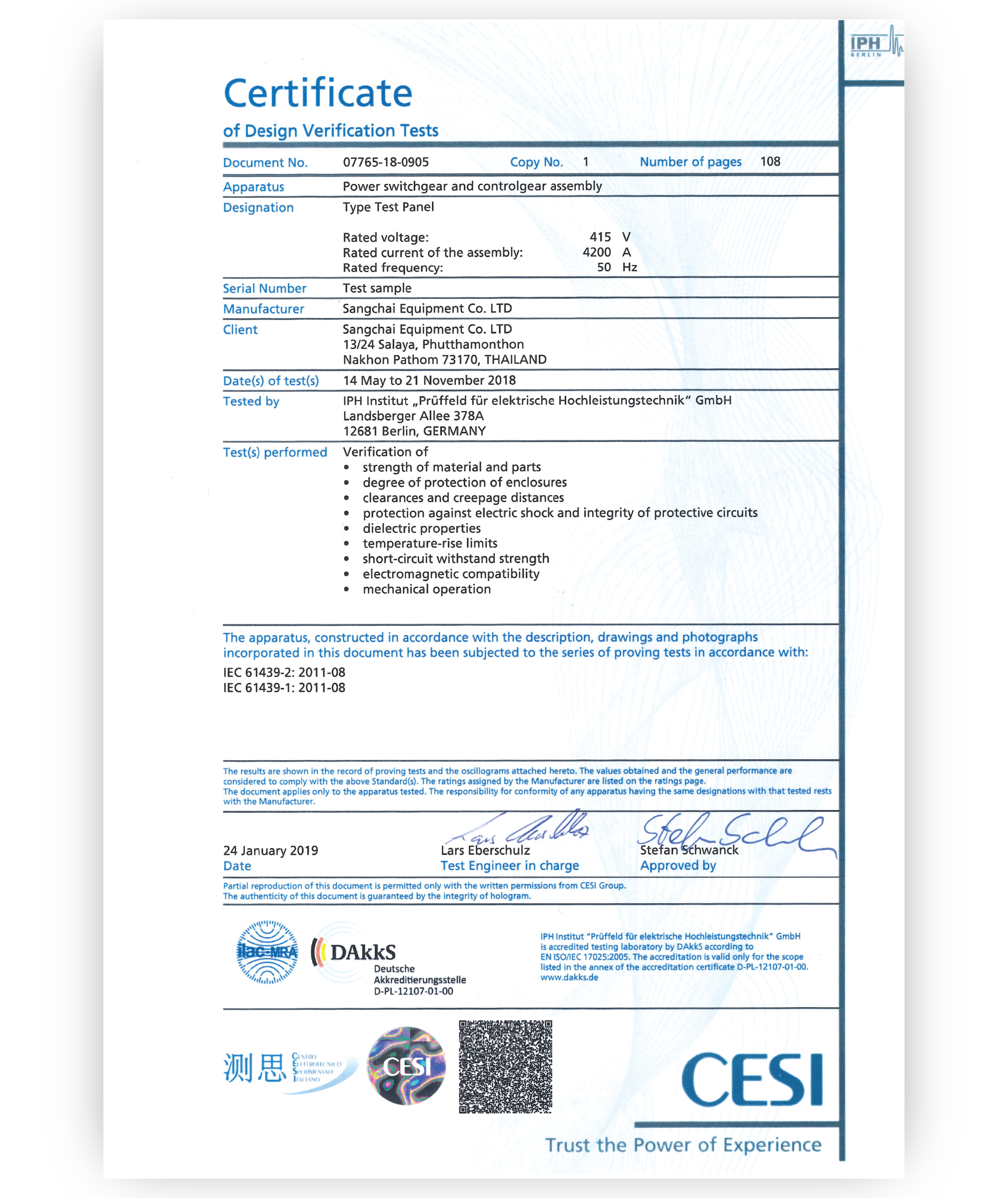 Standard &  Certificates