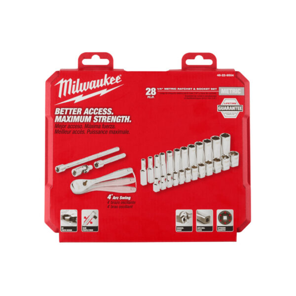 MILWAUKEE ชุดประแจบล็อก 1/4" 28 ชิ้น (48-22-9504) - Image 5