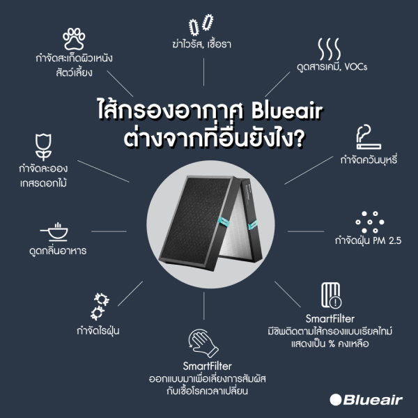 การทำงานของแผ่นกรองเครื่องฟอกอากาศ Blueair 